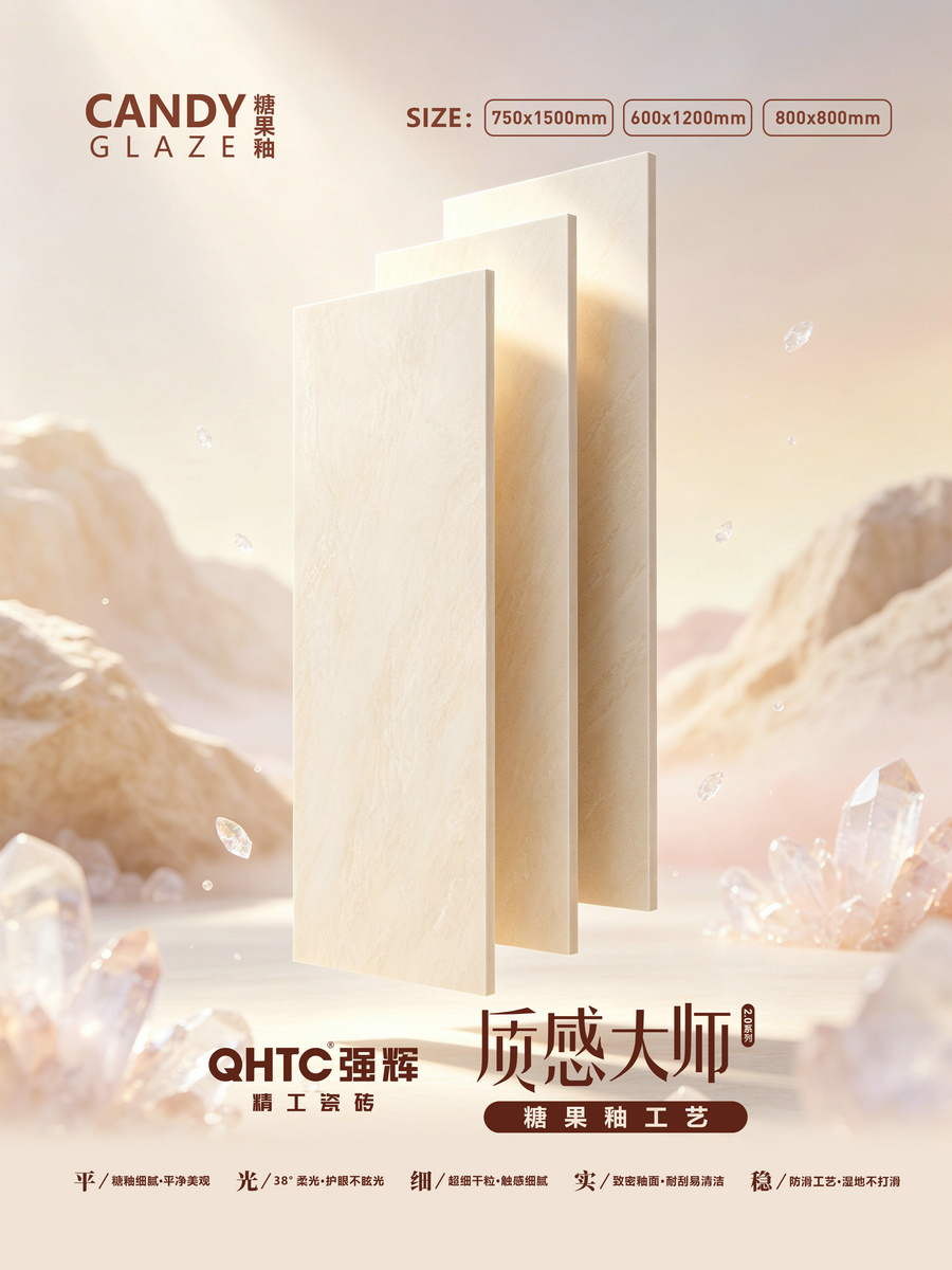 强辉质感大师2.0糖果釉瓷砖：柔光晶砂质感，解锁高阶家装新美学